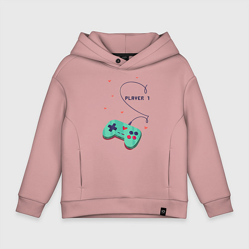 Детское худи оверсайз Perfect Team: Player 2 / Пыльно-розовый – фото 1