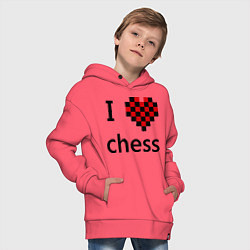 Толстовка оверсайз детская I love chess, цвет: коралловый — фото 2