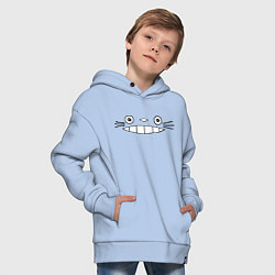 Толстовка оверсайз детская Totoro face, цвет: мягкое небо — фото 2