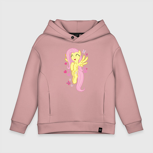 Детское худи оверсайз Флаттершай и бабочки / Пыльно-розовый – фото 1