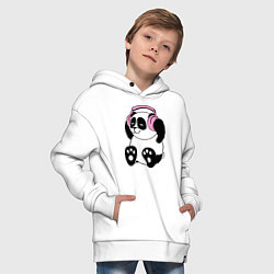 Толстовка оверсайз детская Panda in headphones панда в наушниках, цвет: белый — фото 2