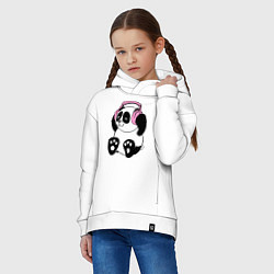 Толстовка оверсайз детская Panda in headphones панда в наушниках, цвет: белый — фото 2