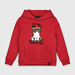 Детское худи оверсайз Ясно, понятно (грустный кот)