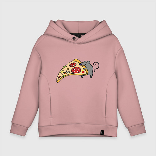 Детское худи оверсайз Кусочек пиццы парная / Пыльно-розовый – фото 1