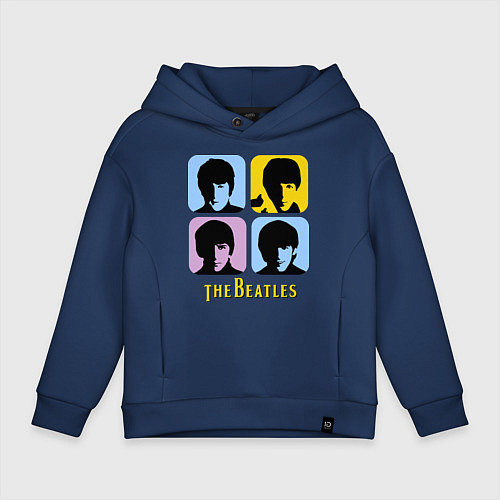 Детское худи оверсайз The Beatles: pop-art / Тёмно-синий – фото 1