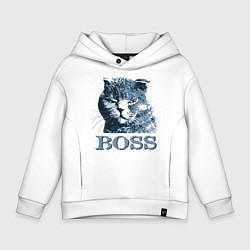 Толстовка оверсайз детская Boss cat, цвет: белый