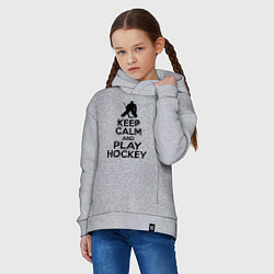 Толстовка оверсайз детская Keep Calm & Play Hockey, цвет: меланж — фото 2