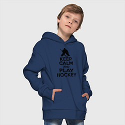 Толстовка оверсайз детская Keep Calm & Play Hockey, цвет: тёмно-синий — фото 2