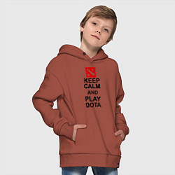 Толстовка оверсайз детская Keep Calm & Play Dota, цвет: кирпичный — фото 2