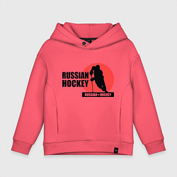 Толстовка оверсайз детская Russian hockey, цвет: коралловый