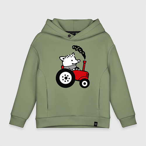 Детское худи оверсайз Поросенок Петр / Авокадо – фото 1