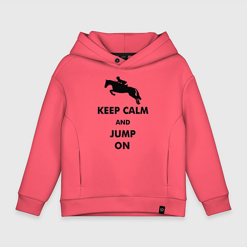 Детское худи оверсайз Keep Calm & Jump On / Коралловый – фото 1