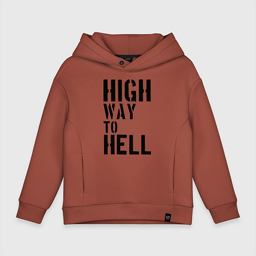 Детское худи оверсайз High way to hell / Кирпичный – фото 1