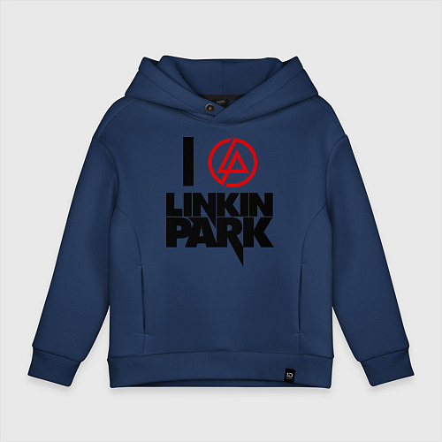 Детское худи оверсайз I love Linkin Park / Тёмно-синий – фото 1