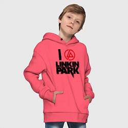 Толстовка оверсайз детская I love Linkin Park, цвет: коралловый — фото 2