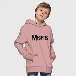 Толстовка оверсайз детская Misfits logo, цвет: пыльно-розовый — фото 2