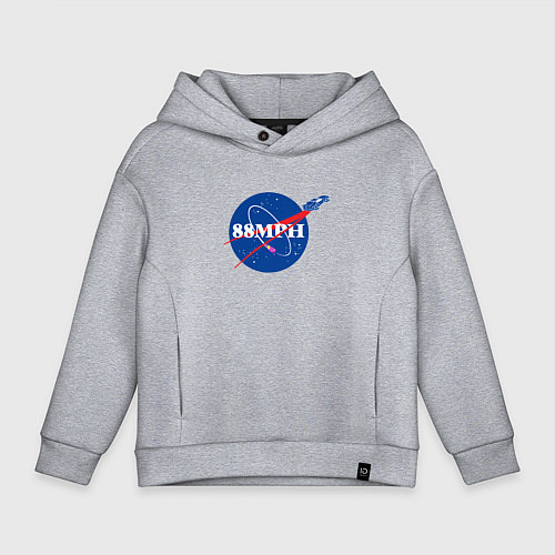 Детское худи оверсайз NASA Delorean 88 mph / Меланж – фото 1