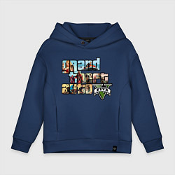 Толстовка оверсайз детская GTA 5 Stories, цвет: тёмно-синий