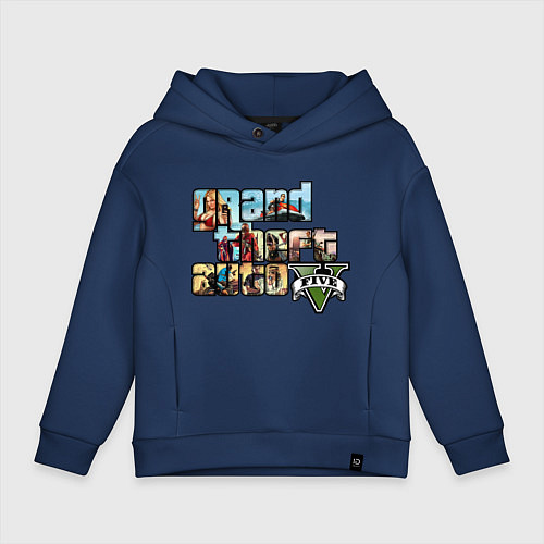 Детское худи оверсайз GTA 5 Stories / Тёмно-синий – фото 1