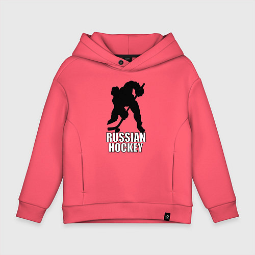 Детское худи оверсайз Russian Black Hockey / Коралловый – фото 1