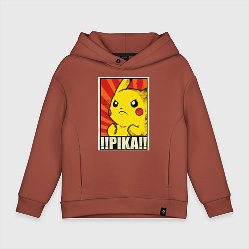 Детское худи оверсайз Pikachu: Pika Pika / Кирпичный – фото 1