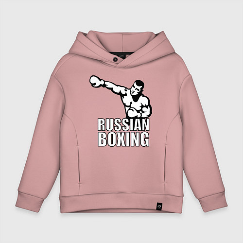 Детское худи оверсайз Russian boxing / Пыльно-розовый – фото 1