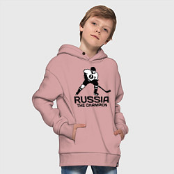 Толстовка оверсайз детская Russia: Hockey Champion, цвет: пыльно-розовый — фото 2