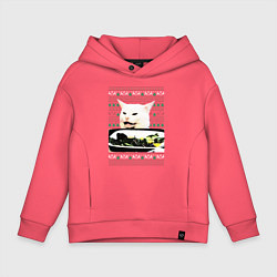 Толстовка оверсайз детская Woman Yelling at a Cat, цвет: коралловый