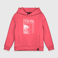 Толстовка оверсайз детская Viking world tour, цвет: коралловый