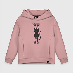 Толстовка оверсайз детская Висящий кот, цвет: пыльно-розовый