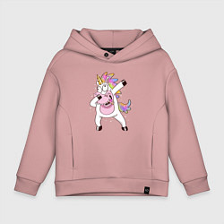 Толстовка оверсайз детская Dabbing Unicorn, цвет: пыльно-розовый