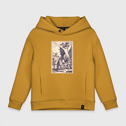 Толстовка оверсайз детская Рыцарь, пинающий Дракона баллада о рыцаре Джоне Ла, цвет: горчичный
