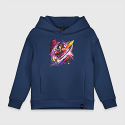 Толстовка оверсайз детская Йо Асакура, цвет: тёмно-синий