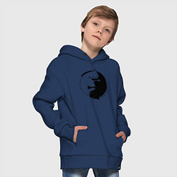 Толстовка оверсайз детская Инь-Янь Коты, цвет: тёмно-синий — фото 2