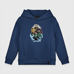 Толстовка оверсайз детская KIMETSU NO YAIBA, цвет: тёмно-синий