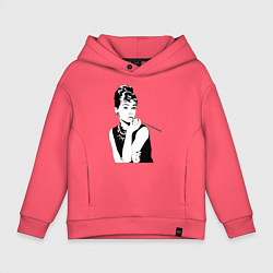 Толстовка оверсайз детская Одри Хепбернхлопок, цвет: коралловый