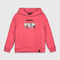 Толстовка оверсайз детская BTS группа, цвет: коралловый