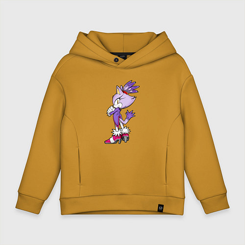 Детское худи оверсайз SONIC Кошка Блейз / Горчичный – фото 1