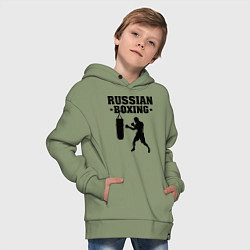 Толстовка оверсайз детская Russian Boxing, цвет: авокадо — фото 2