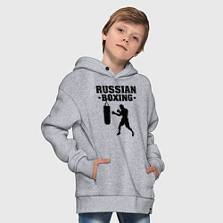 Толстовка оверсайз детская Russian Boxing, цвет: меланж — фото 2