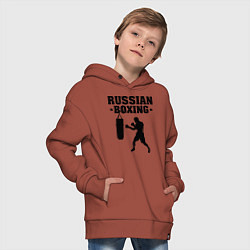 Толстовка оверсайз детская Russian Boxing, цвет: кирпичный — фото 2
