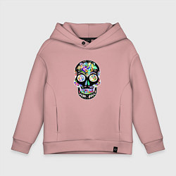 Толстовка оверсайз детская Flowers - Art skull, цвет: пыльно-розовый