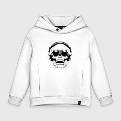 Толстовка оверсайз детская Skull Music lover, цвет: белый