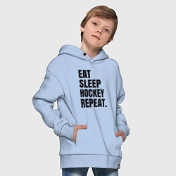 Толстовка оверсайз детская EAT SLEEP HOCKEY REPEAT, цвет: мягкое небо — фото 2