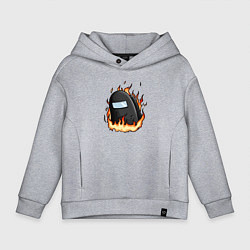 Толстовка оверсайз детская Among Us fire, цвет: меланж
