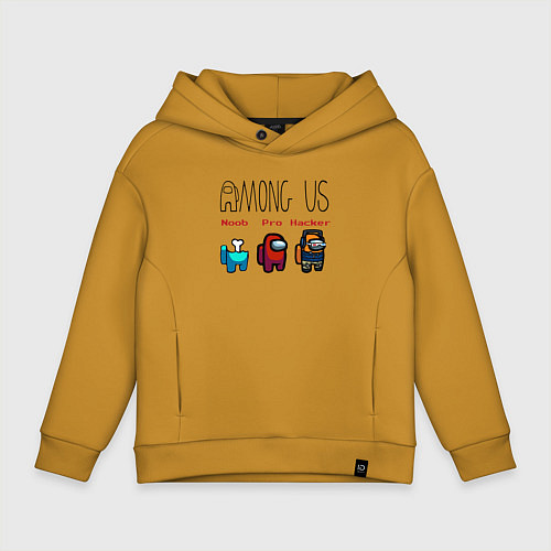 Детское худи оверсайз Among Us - Noob Pro Hacker Z / Горчичный – фото 1