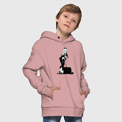 Толстовка оверсайз детская Человек бензопила Пауэр, цвет: пыльно-розовый — фото 2