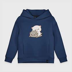 Толстовка оверсайз детская Милые котики, цвет: тёмно-синий