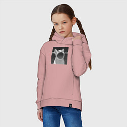 Толстовка оверсайз детская ЧБ Pop Cat, цвет: пыльно-розовый — фото 2