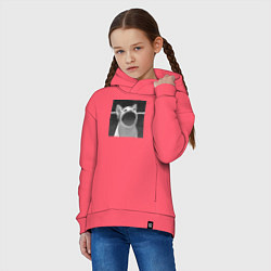 Толстовка оверсайз детская ЧБ Pop Cat, цвет: коралловый — фото 2